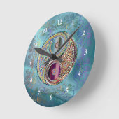 Jewel Tones Yin-Yang Symbol Prismatic Border Sky Runde Wanduhr (Winkel)