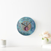 Jewel Tones Yin-Yang Symbol Prismatic Border Sky Runde Wanduhr (Zuhause)