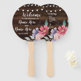 Jewel Wood Floral Wedding Program Blume Fan Fächer
