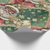 Jewele Black Santa Watercolor Weihnachten Geschenkpapier (Ecke)