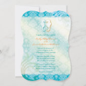 Jeweled Damask Seepferd Starfish Beach Wedding Einladung (Rückseite)