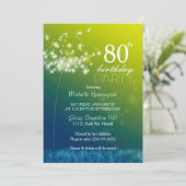 Jeweled Dandelion 80. Geburtstagsparty Einladung (Stehend Vorderseite)