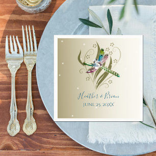 Jeweled Dragonfly Wedding Paper Napkins Serviette