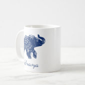 Jeweled Elephant Royal Blue Personalisiert Kaffeetasse (Vorderseite Links)