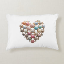Jeweled Floral Heart Throw Pillow — Romantic Maxim
