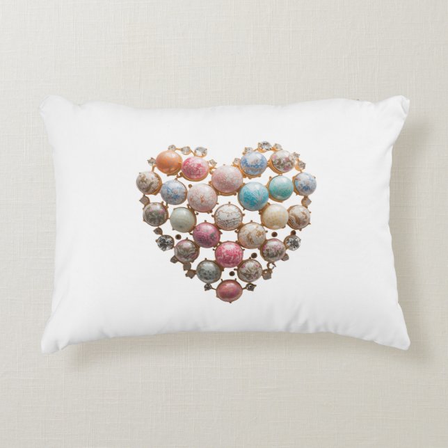 Jeweled Floral Heart Throw Pillow — Romantic Maxim Dekokissen (Vorderseite)