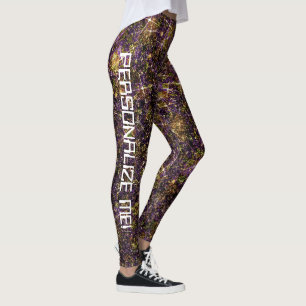 Jeweled Gold Galaxy Glitzer CUSTOM TEXT Leggings