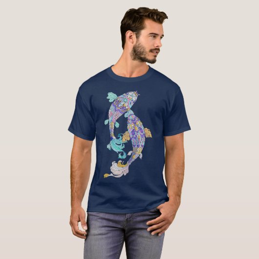 Jeweled Koi Fish Koi Lover Türkis Lila Pink T-Shirt (Vorne ganz)