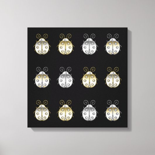 Jeweled Ladybugs Gold Silver Diamond Leinwanddruck (Vorderseite)