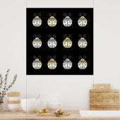 Jeweled Ladybugs Gold Silver Diamond Poster (Küche)