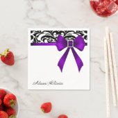 Jeweled Lila Bow Damask Wedding Serviette (Beispiel)