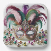 Jeweled Mardi Gras Mask Pappteller (Vorderseite)