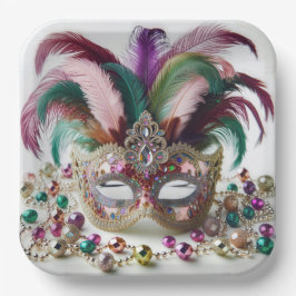 Jeweled Mardi Gras Mask Pappteller
