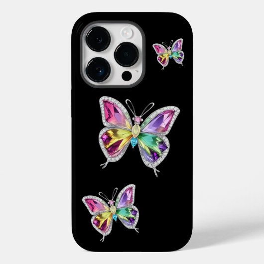 Jeweled Rainbow Kristallbutterfliegen Case-Mate iPhone Hülle (Rückseite)