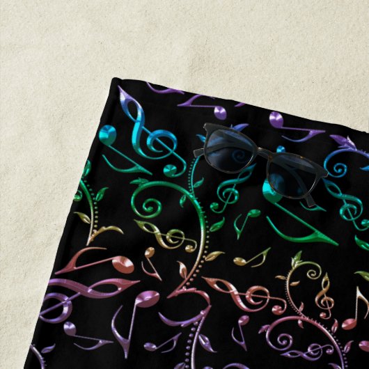 Jeweled Regenbogen-Musiknoten-Muster-Badetuch Strandtuch (Beispiel)