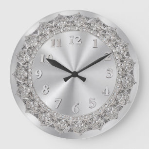 Jeweled Silver 2 Große Wanduhr