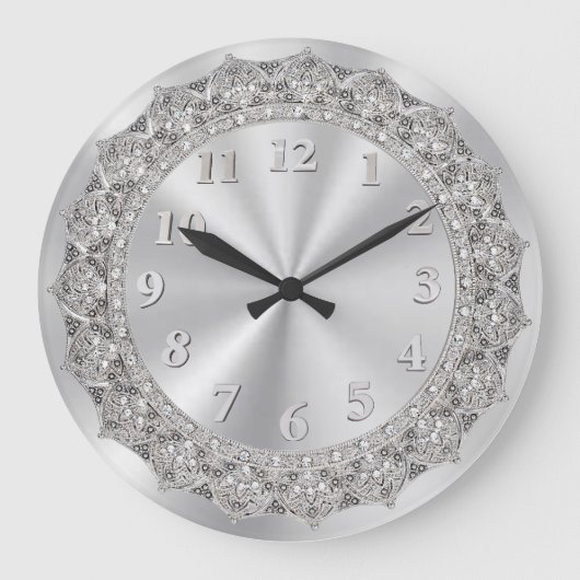 Jeweled Silver 2 Große Wanduhr (Vorderseite)