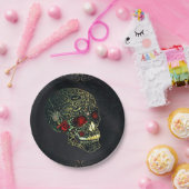 Jeweled Spider Skull & Rose Glam Gothic Party Pappteller (Party)