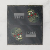 Jeweled Spider Skull & Rose Glam Gothic Party Platzkarte (Außenseite Aufgefaltet)