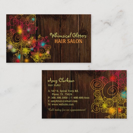 Jeweled Spiral Trees Haare Stylist Visitenkarte (Vorne/Hinten)