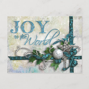 Jeweled Teal and Silver Christmas Postcard Feiertagspostkarte