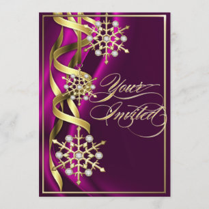 Jeweled tolle Schneeflocke-Rosa-Feiertags-Karte Einladung