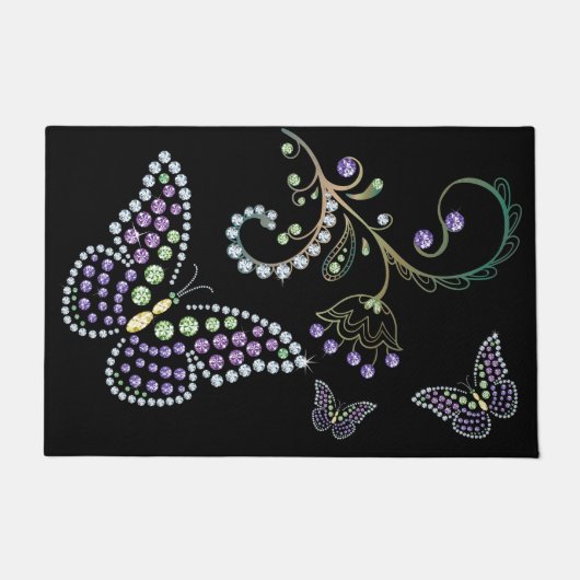 Jewelen Blume Kristall Butterfly Rug Fußmatte (Vorderseite)