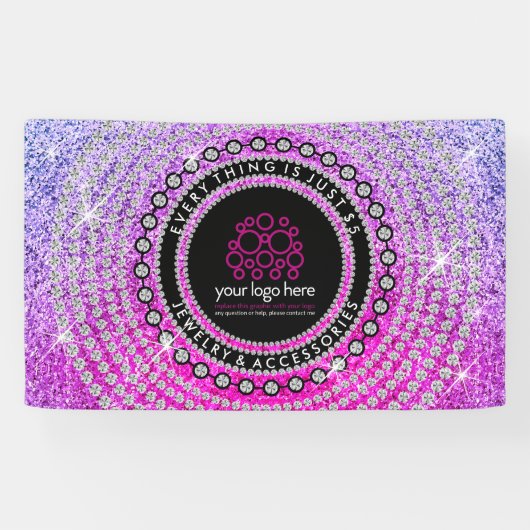 Jewelen Custom Logo Glitzer Diamant Kreis Banner (Horizontal)