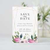 Jewelen Garden Floral Save the Date Ankündigung (Stehend Vorderseite)