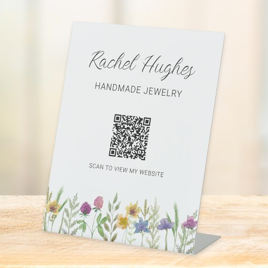 Jeweler Floral Display QR Code Sockelschild