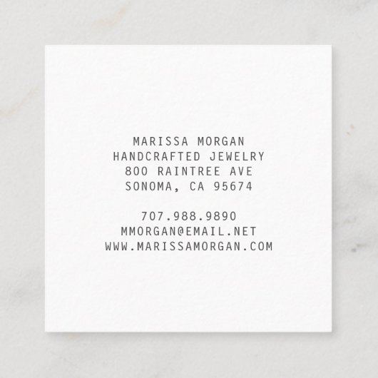 Jewelier Designer Blue Agate Geode Monogram Quadratische Visitenkarte (Rückseite)