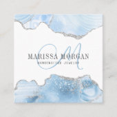 Jewelier Designer Blue Agate Geode Monogram Quadratische Visitenkarte (Vorderseite)