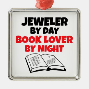 Jewelier nach Tag Buch Lover nach Nacht Silbernes Ornament