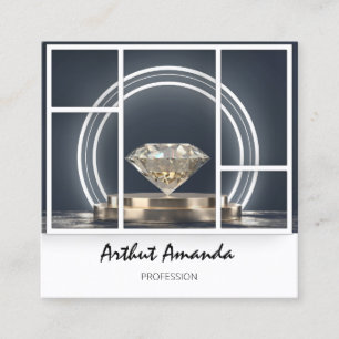 Jewellry Luxury Goods Boutique Custom Logo Diamond Quadratische Visitenkarte