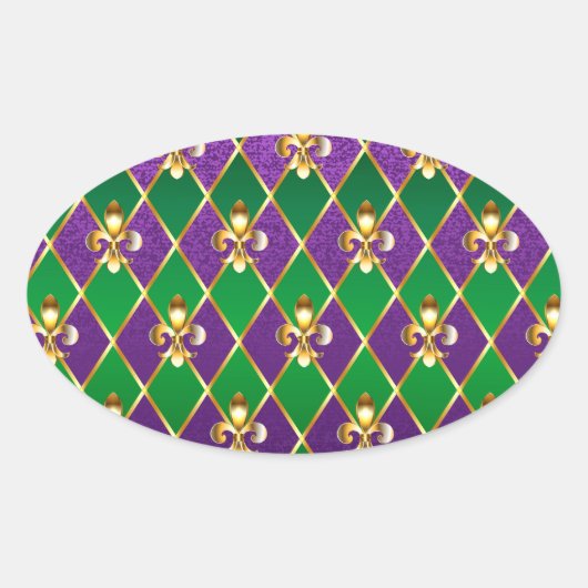 Jewelry Background Mardi Gras Ovaler Aufkleber (Vorderseite)