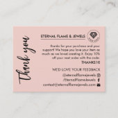 Jewelry Care White Chic Script Pink Thank You Card Visitenkarte (Vorderseite)