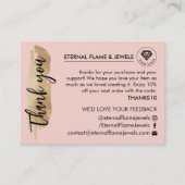 Jewelry Care White Chic Script Pink Thank You Card Visitenkarte (Vorderseite)