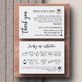 Jewelry Care White Chic Script Thank You Card Visitenkarte