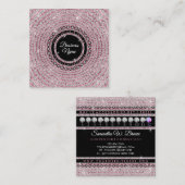 Jewelry Diamond Circle Pink Glitz Bling Elegant Quadratische Visitenkarte (Vorne/Hinten)