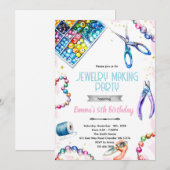 Jewelry Making Party Birthday Invitation Einladung (Vorne/Hinten)