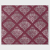 Jewelry Royal Damask Maroon Burgundy Vip Silver Geschenkpapier (Flach)