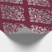 Jewelry Royal Damask Maroon Burgundy Vip Silver Geschenkpapier (Ecke)