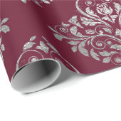 Jewelry Royal Damask Maroon Burgundy Vip Silver Geschenkpapier (Rolleneckpunkt)