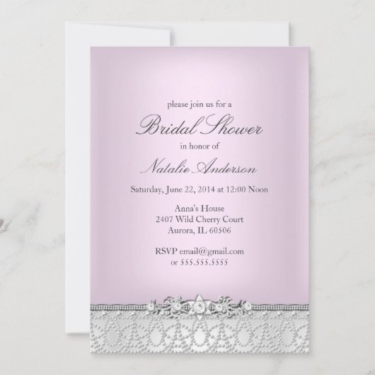 Jewels & Pearls Bridal Dusche Einladung (Vorderseite)