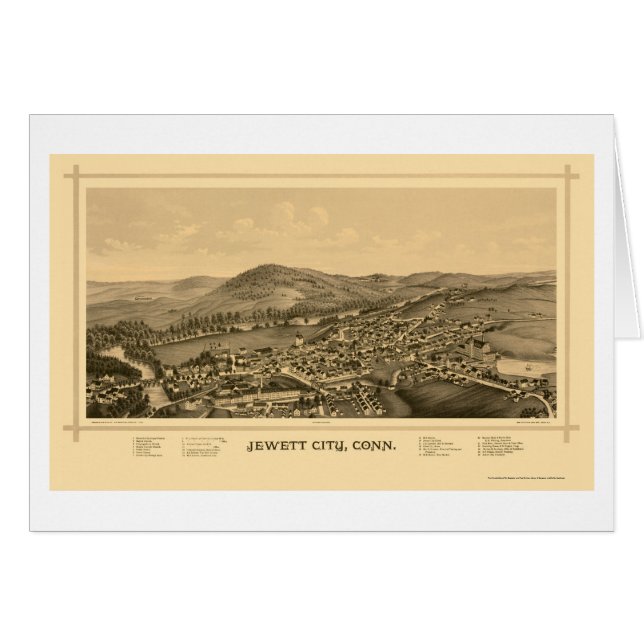 Jewett Stadt, panoramische Karte CT - 1889 (Vorderseite (Horizontal))