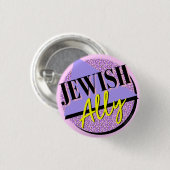 Jewish Ally Lila Yellow 90er Jahre Memphis Style Button (Vorne & Hinten)