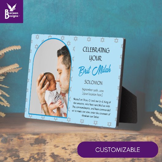 JEWISH BABY SON Individuelle Name Foto BRIT MILAH Fotoplatte