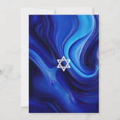 Jewish Bar Mitzvah Blue Fluid Art Einladung (Rückseite)