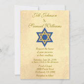 Jewish Blue und Gold Star von David Wedding Einladung (Vorderseite)