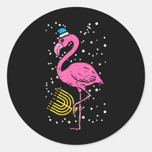 Jewish Flamingo Menorah Bird Lover Hanukkah Runder Aufkleber (Vorderseite)